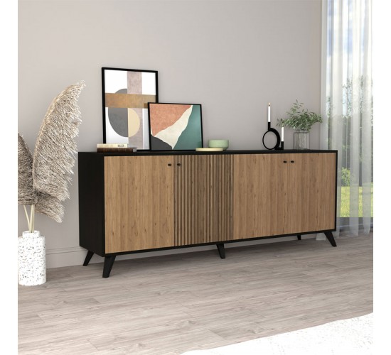 Μπουφές Flipter μελαμίνης oak-μαύρο 180x40x78,6εκ Υλικό: CHIPBOARD MELAMINE - PP LEGS 197-000176 Μπουφές Flipter μελαμίνης oak-μαύρο 180x40x78,6εκ Υλικό: CHIPBOARD MELAMINE - PP LEGS 197-000176