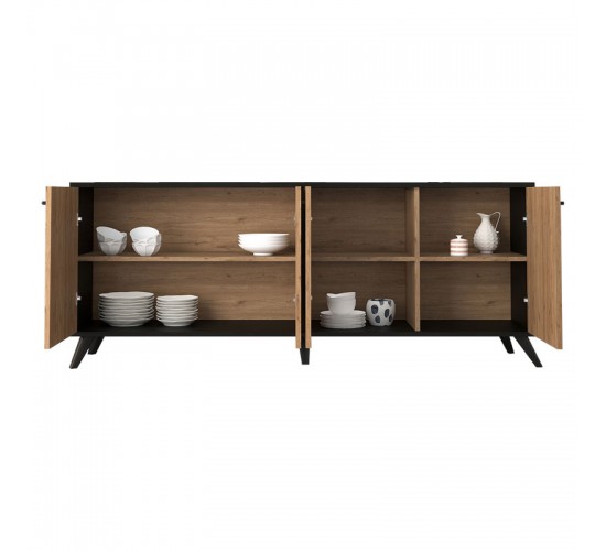Μπουφές Flipter μελαμίνης oak-μαύρο 180x40x78,6εκ Υλικό: CHIPBOARD MELAMINE - PP LEGS 197-000176 Μπουφές Flipter μελαμίνης oak-μαύρο 180x40x78,6εκ Υλικό: CHIPBOARD MELAMINE - PP LEGS 197-000176