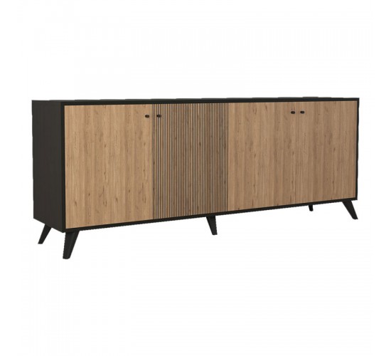 Μπουφές Flipter μελαμίνης oak-μαύρο 182x40x78,6εκ Υλικό: CHIPBOARD MELAMINE - PP LEGS 197-000176