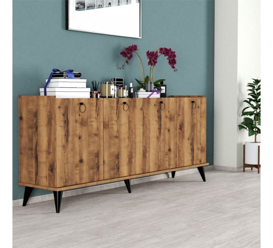 Μπουφές Lireta μελαμίνης καρυδί-μαύρο 182x41x82.5εκ Υλικό: CHIPBOARD MELAMINE-PP LEGS 197-000177 Μπουφές Lireta μελαμίνης καρυδί-μαύρο 182x41x82.5εκ Υλικό: CHIPBOARD MELAMINE-PP LEGS 197-000177