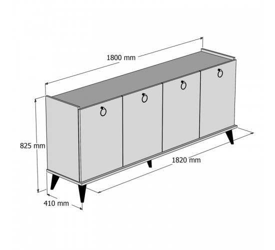 Μπουφές Lireta μελαμίνης καρυδί-μαύρο 182x41x82.5εκ Υλικό: CHIPBOARD MELAMINE-PP LEGS 197-000177 Μπουφές Lireta μελαμίνης καρυδί-μαύρο 182x41x82.5εκ Υλικό: CHIPBOARD MELAMINE-PP LEGS 197-000177