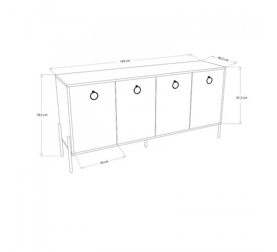 Μπουφές Twely μελαμίνης καρυδί-μαύρο 160x40,5x79εκ Υλικό: CHIPBOARD MELAMINE 197-000181