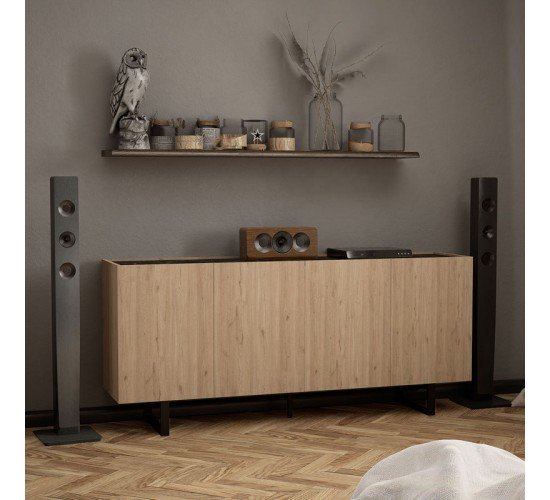 Μπουφές Kioubo μελαμίνης oak-μαύρο 180x42x80εκ Υλικό: CHIPBOARD MELAMINE 197-000182