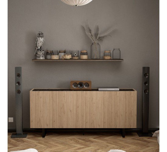 Μπουφές Kioubo μελαμίνης oak-μαύρο 180x42x80εκ Υλικό: CHIPBOARD MELAMINE 197-000182