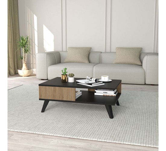 Τραπέζι σαλονιού Flipter μελαμίνης oak-μαύρο 83x54x34εκ Υλικό: CHIPBOARD MELAMINE 197-000191 Τραπέζι σαλονιού Flipter μελαμίνης oak-μαύρο 83x54x34εκ Υλικό: CHIPBOARD MELAMINE 197-000191