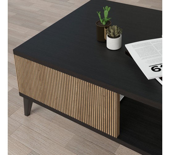 Τραπέζι σαλονιού Flipter μελαμίνης oak-μαύρο 83x54x34εκ Υλικό: CHIPBOARD MELAMINE 197-000191 Τραπέζι σαλονιού Flipter μελαμίνης oak-μαύρο 83x54x34εκ Υλικό: CHIPBOARD MELAMINE 197-000191
