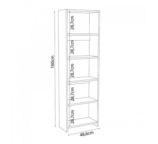 Βιβλιοθήκη Robelo μελαμίνης λευκό 48.6x22x160εκ Υλικό: CHIPBOARD MELAMINE 197-000201