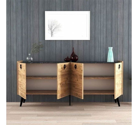 Μπουφές Jeslie μελαμίνης oak-ανθρακί 180x40x79εκ Υλικό: CHIPBOARD MELAMINE 197-000207