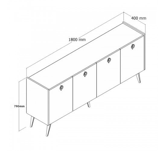 Μπουφές Jeslie μελαμίνης oak-ανθρακί 180x40x79εκ Υλικό: CHIPBOARD MELAMINE 197-000207