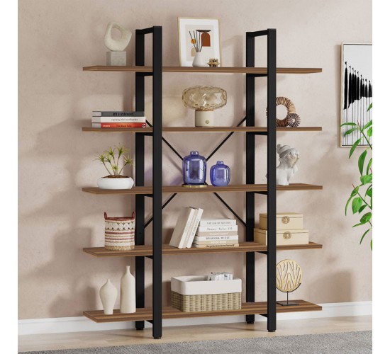 Βιβλιοθήκη Esthon καρυδί-μαύρο μέταλλο 120x28x180εκ Υλικό: CHIPBOARD MELAMINE - METAL 197-000228 Βιβλιοθήκη Esthon καρυδί-μαύρο μέταλλο 120x28x180εκ Υλικό: CHIPBOARD MELAMINE - METAL 197-000228