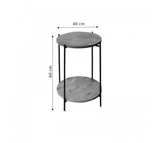 Βοηθητικό τραπέζι Tsouki oak-μαύρο Φ40x60εκ Υλικό: PARTICLE BOARD - METAL 197-000235