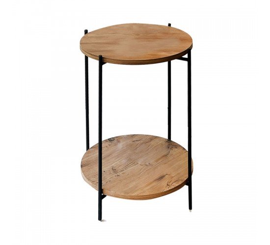 Βοηθητικό τραπέζι Tsouki oak-μαύρο Φ40x60εκ Υλικό: PARTICLE BOARD - METAL 197-000235