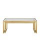 Τραπέζι σαλονιού Redro χρυσό μέταλλο-γυαλί 100x40x45εκ Υλικό: METAL - GLASS 197-000243
