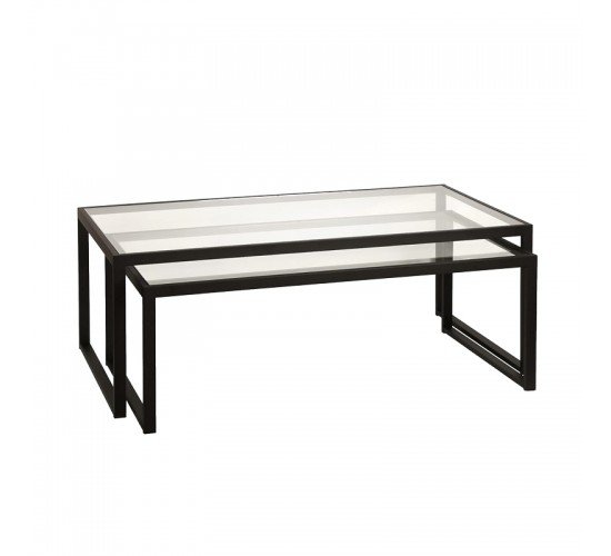 Τραπέζι σαλονιού Redro μαύρο μέταλλο-γυαλί 100x40x45εκ Υλικό: METAL - GLASS 197-000244