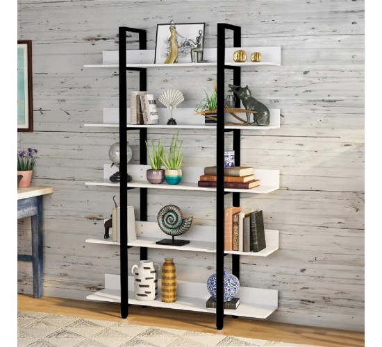 Βιβλιοθήκη Almond λευκό-μαύρο 119x27x185εκ Υλικό: CHIPBOARD 18mm- METAL 40x20mm 197-000253 Βιβλιοθήκη Almond λευκό-μαύρο 119x27x185εκ Υλικό: CHIPBOARD 18mm- METAL 40x20mm 197-000253
