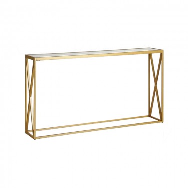 Κονσόλα μεταλλική με γυάλινη επιφάνεια Kantoo σε χρυσή απόχρωση 120x25x75εκ Υλικό: GLASS - METAL 197-000256