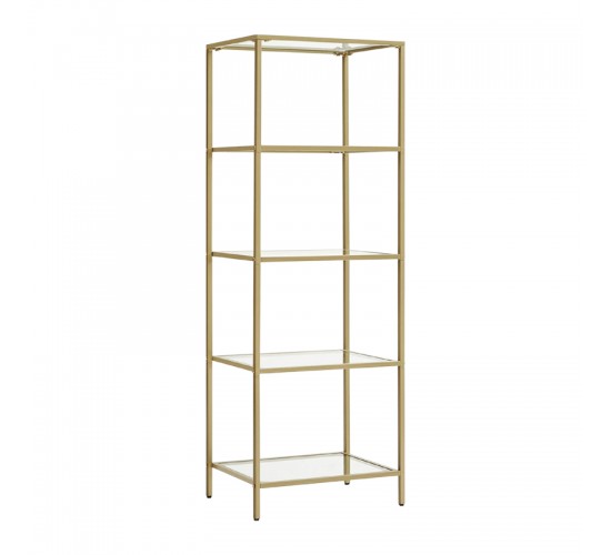 Ραφιέρα μεταλλική με γυάλινη επιφάνεια Letus σε χρυσή απόχρωση 40x30x125εκ Υλικό: GLASS - METAL 197-000257