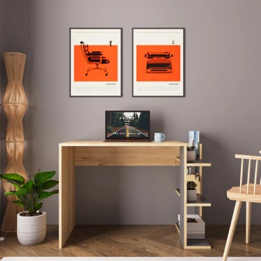 Γραφείο εργασίας Toska σε oak- ανθρακί απόχρωση 114x56x76εκ Υλικό: MELAMINE 197-000272