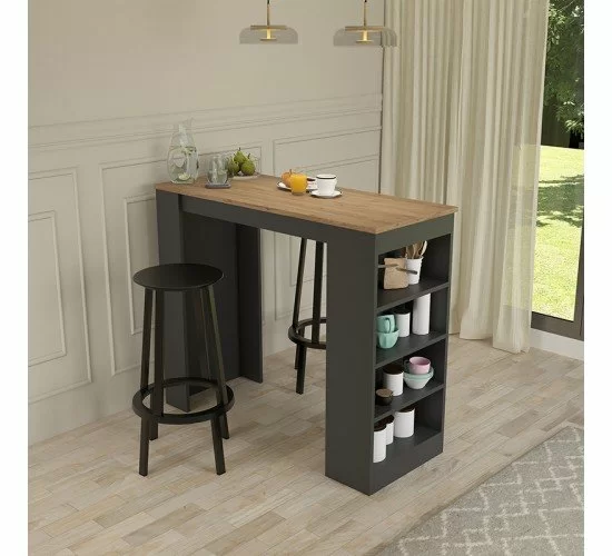 Τραπέζι μπαρ Birma σε oak-ανθρακί απόχρωση 120x51.5x102εκ Υλικό: MELAMINE 197-000277 Τραπέζι μπαρ Birma σε oak-ανθρακί απόχρωση 120x51.5x102εκ Υλικό: MELAMINE 197-000277