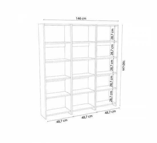 Βιβλιοθήκη Rabuku σε λευκή απόχρωση 146x22x123εκ Υλικό: MELAMINE 197-000279 Βιβλιοθήκη Rabuku σε λευκή απόχρωση 146x22x123εκ Υλικό: MELAMINE 197-000279