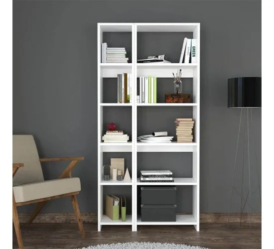 Βιβλιοθήκη Alkathi σε λευκή απόχρωση 77x22x160εκ Υλικό: MELAMINE 197-000282 Βιβλιοθήκη Alkathi σε λευκή απόχρωση 77x22x160εκ Υλικό: MELAMINE 197-000282