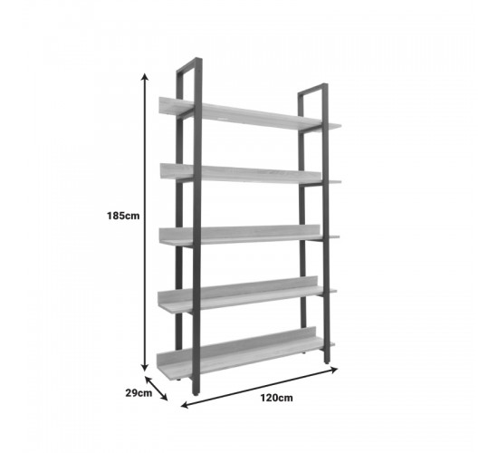 Βιβλιοθήκη Almond σε oak-μαύρη απόχρωση 120x29x185εκ Υλικό: CHIPBOARD 18mm- METAL 40x20mm 197-000290 Βιβλιοθήκη Almond σε oak-μαύρη απόχρωση 120x29x185εκ Υλικό: CHIPBOARD 18mm- METAL 40x20mm 197-000290