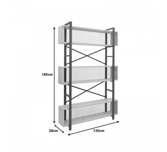 Βιβλιοθήκη Fifer σε oak-μαύρη απόχρωση 120x28x185εκ Υλικό: 18 MM PARTICLE BOARD SHELVES - 40x20 MM SKELETON - DECORATIVE WIRE BACKBOARD 197-000291 Βιβλιοθήκη Fifer σε oak-μαύρη απόχρωση 120x28x185εκ Υλικό: 18 MM PARTICLE BOARD SHELVES - 40x20 MM SKELETON - DECORATIVE WIRE BACKBOARD 197-000291