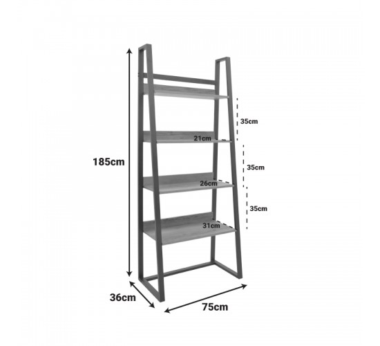 Βιβλιοθήκη Ryder σε oak-μαύρη απόχρωση 75x36x185εκ Υλικό: CHIPBOARD - 40x20 MM METAL SKELETON 197-000293 Βιβλιοθήκη Ryder σε oak-μαύρη απόχρωση 75x36x185εκ Υλικό: CHIPBOARD - 40x20 MM METAL SKELETON 197-000293