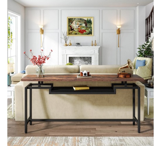 Κονσόλα Onole σε καρυδί - μαύρο μέταλλο 180x35x82εκ Υλικό: METAL - CHIPBOARD 197-000294 Κονσόλα Onole σε καρυδί - μαύρο μέταλλο 180x35x82εκ Υλικό: METAL - CHIPBOARD 197-000294