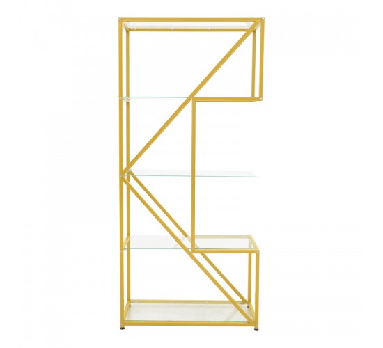 Ραφιέρα Aylan γυαλί - μέταλλο σε χρυσή απόχρωση 100x30x200εκ Υλικό: GLASS  - METAL 197-000306