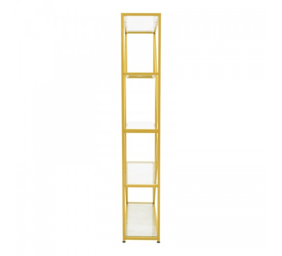 Ραφιέρα Aylan γυαλί - μέταλλο σε χρυσή απόχρωση 100x30x200εκ Υλικό: GLASS  - METAL 197-000306
