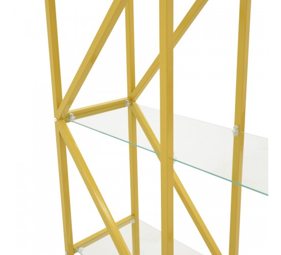Ραφιέρα Aylan γυαλί - μέταλλο σε χρυσή απόχρωση 100x30x200εκ Υλικό: GLASS  - METAL 197-000306