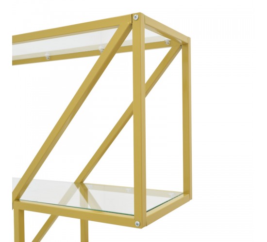 Ραφιέρα Aylan γυαλί - μέταλλο σε χρυσή απόχρωση 100x30x200εκ Υλικό: GLASS  - METAL 197-000306