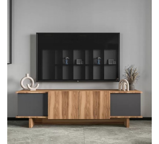 Έπιπλο τηλεόρασης Aramos σε ανθρακί-oak απόχρωση 180x33x50εκ Υλικό: PARTICLEBOARD 197-000318 Έπιπλο τηλεόρασης Aramos σε ανθρακί-oak απόχρωση 180x33x50εκ Υλικό: PARTICLEBOARD 197-000318