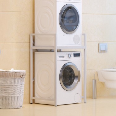 Ραφιέρα στήριξης πλυντηρίου - στεγνωτηρίου Delavar μέταλλο λευκό 72x60x116εκ Υλικό: METAL 197-000319