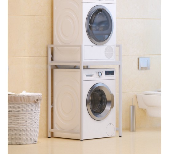 Ραφιέρα στήριξης πλυντηρίου - στεγνωτηρίου Delavar μέταλλο λευκό 72x60x116εκ Υλικό: METAL 197-000319