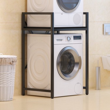 Ραφιέρα στήριξης πλυντηρίου - στεγνωτηρίου Delavar μέταλλο μαύρο 72x60x116εκ Υλικό: METAL 197-000320