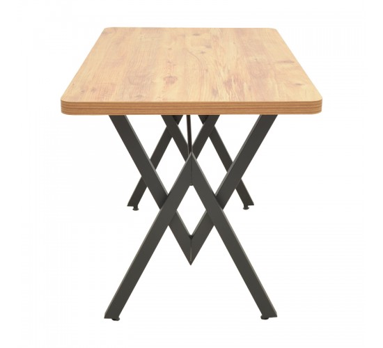 Τραπέζι Vertex oak με μαύρα μεταλλικά πόδια 110x70x72εκ Υλικό: METAL- CHIPBOARD 197-000321