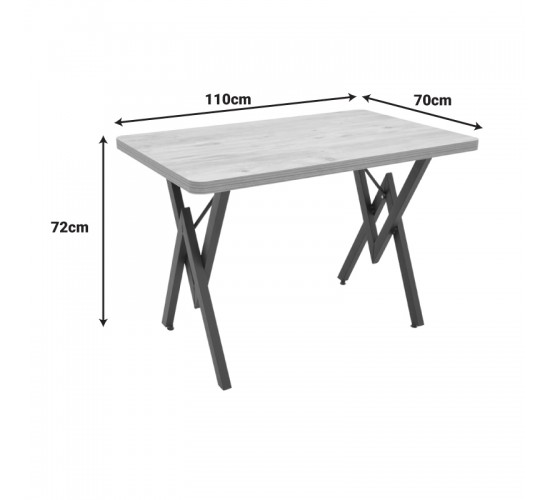 Τραπέζι Vertex oak με μαύρα μεταλλικά πόδια 110x70x72εκ Υλικό: METAL- CHIPBOARD 197-000321