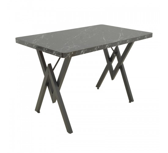 Τραπέζι Vertex μαυρο εφέ μαρμάρου με μαύρα μεταλλικά πόδια 110x70x72εκ Υλικό: METAL- CHIPBOARD WITH PVC 197-000322