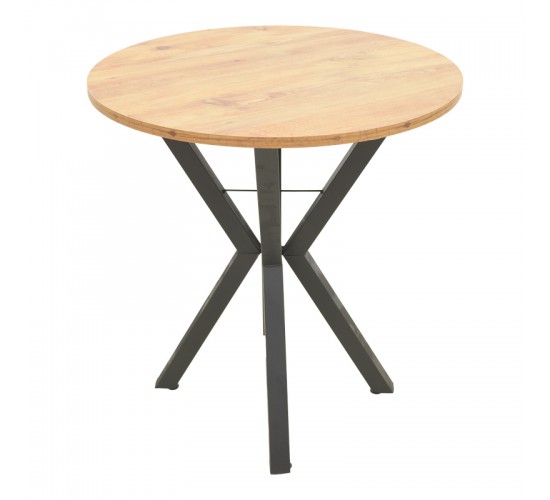 Τραπέζι Rogue φυσική απόχρωση με μαύρα μεταλλικά πόδια Φ70x72εκ Υλικό: METAL- CHIPBOARD 197-000325