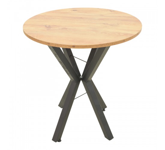 Τραπέζι Rogue φυσική απόχρωση με μαύρα μεταλλικά πόδια Φ70x72εκ Υλικό: METAL- CHIPBOARD 197-000325