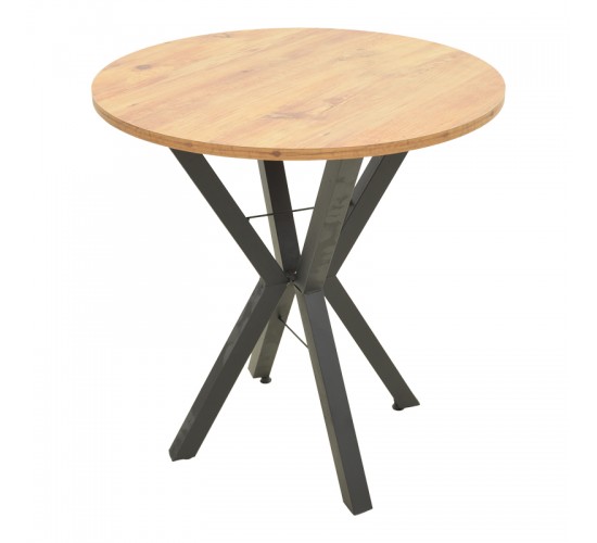 Τραπέζι Rogue φυσική απόχρωση με μαύρα μεταλλικά πόδια Φ70x72εκ Υλικό: METAL- CHIPBOARD 197-000325