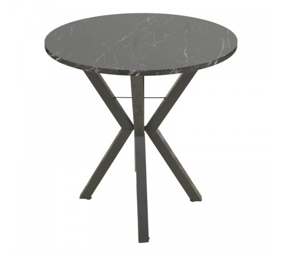 Τραπέζι Rogue μαύρο εφε μαρμάρου με μαύρα μεταλλικά πόδια Φ70x72εκ Υλικό: METAL- CHIPBOARD 197-000326