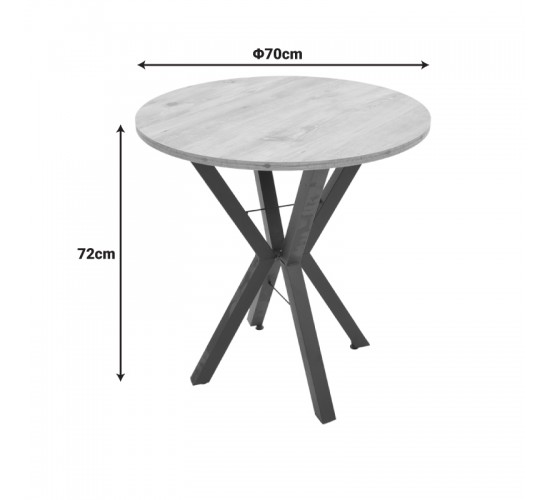 Τραπέζι Rogue μαύρο εφε μαρμάρου με μαύρα μεταλλικά πόδια Φ70x72εκ Υλικό: METAL- CHIPBOARD 197-000326