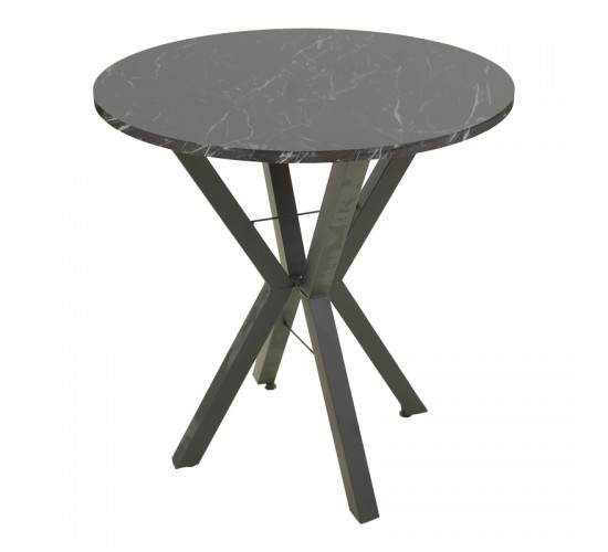 Τραπέζι Rogue μαύρο εφε μαρμάρου με μαύρα μεταλλικά πόδια Φ70x72εκ Υλικό: METAL- CHIPBOARD 197-000326