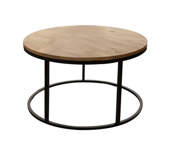 Τραπέζι σαλονιού Sikele φυσική απόχρωση με μαύρα μεταλλικά πόδια Φ60x40εκ Υλικό: METAL- CHIPBOARD 197-000327