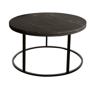 Τραπέζι σαλονιού Sikele μαύρο εφε μαρμάρου με μαύρα μεταλλικά πόδια Φ60x40εκ Υλικό: METAL- CHIPBOARD 197-000328
