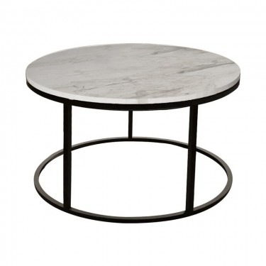 Τραπέζι σαλονιού Sikele λευκή όψη μαρμάρου και μαύρα μεταλλικά πόδια Φ60x40εκ Υλικό: METAL- CHIPBOARD 197-000329