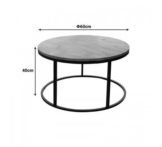 Τραπέζι σαλονιού Sikele λευκή όψη μαρμάρου και μαύρα μεταλλικά πόδια Φ60x40εκ Υλικό: METAL- CHIPBOARD 197-000329